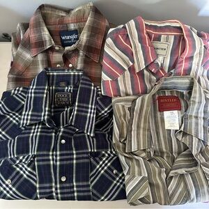 4 size large pearl snap shirts